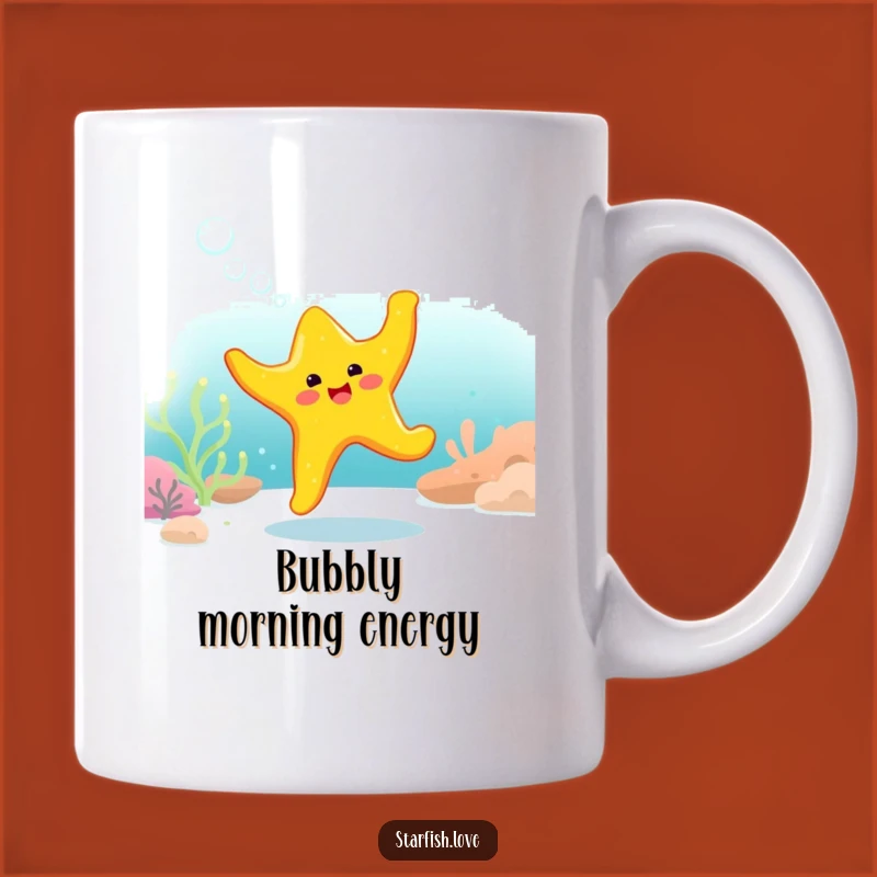 Funny Starfish Dance Mug: Cheerful Underwater Fun, Bright Yellow, Perfect Funny Gift