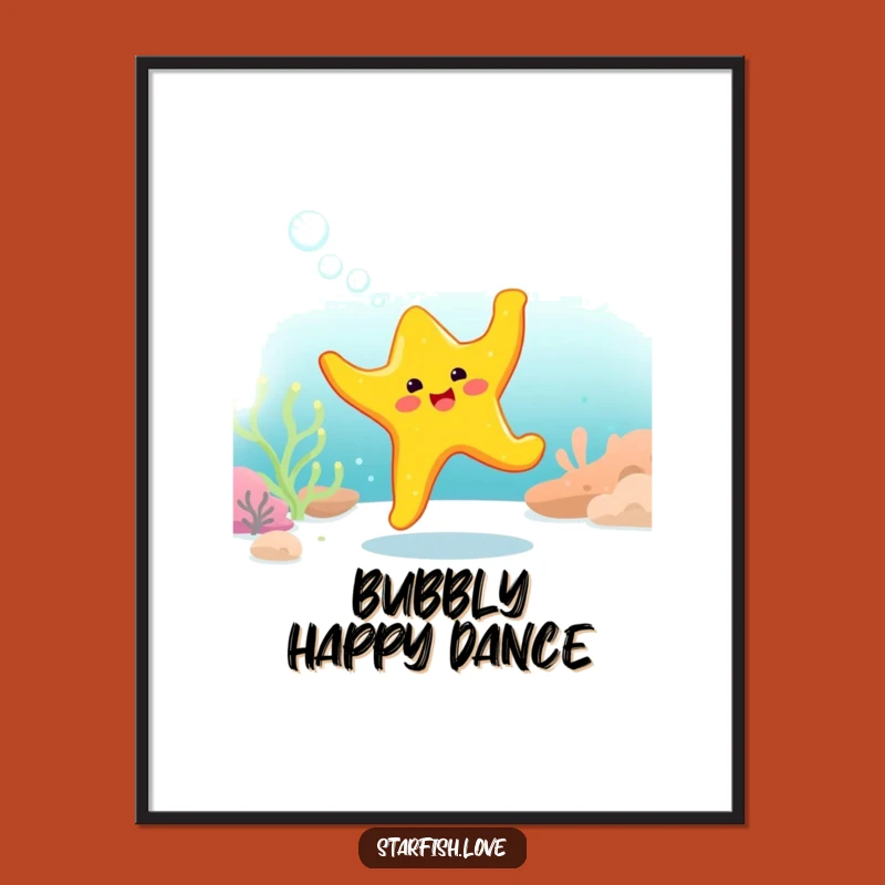 Funny Starfish Dance Digital Print: High-Res Art, Underwater Cheer, Instant Funny Gift