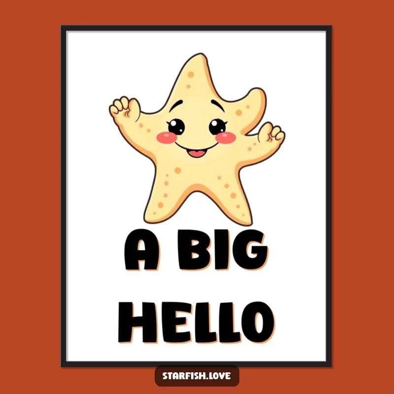 Funny Starfish Wave Digital Print: High-Res Art, Friendly Decor, Instant Funny Gift
