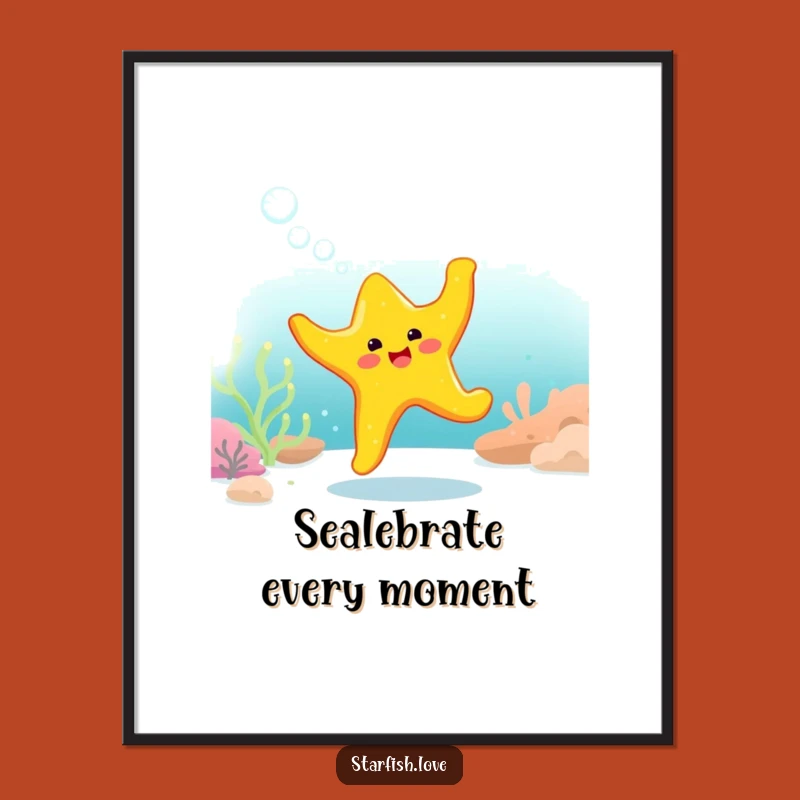 Funny Free Printable Wall Art: Starfish Dancing Underwater for Vibrant Decor