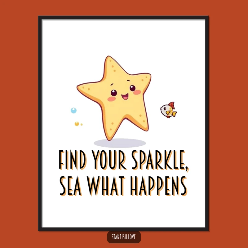 Funny Free Printable Wall Art: Starfish Fish Chase Downloadable Decor