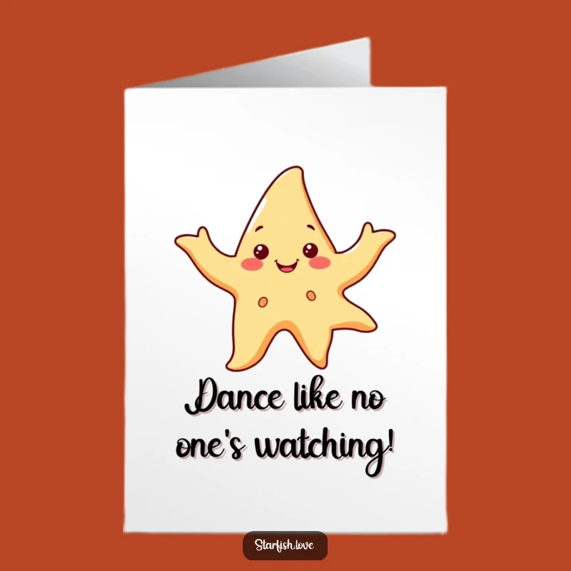 Free Printable Birthday Card: Dancing Starfish Flowing Arms Funny Downloadable Gift