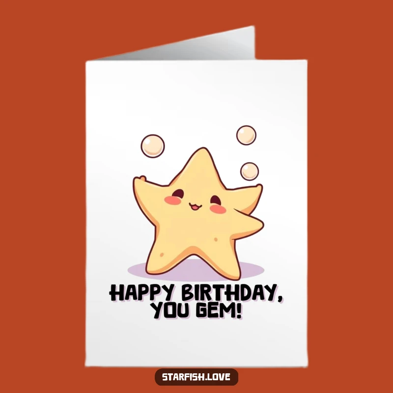 Free Printable Birthday Card: Starfish Juggling Pearls, Fun Birthday Wishes, Cute DIY Gift