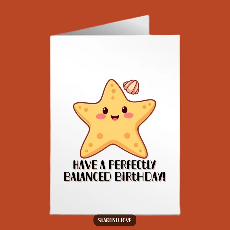 Free Printable Birthday Card: Starfish Seashell Balance Funny Downloadable Gift