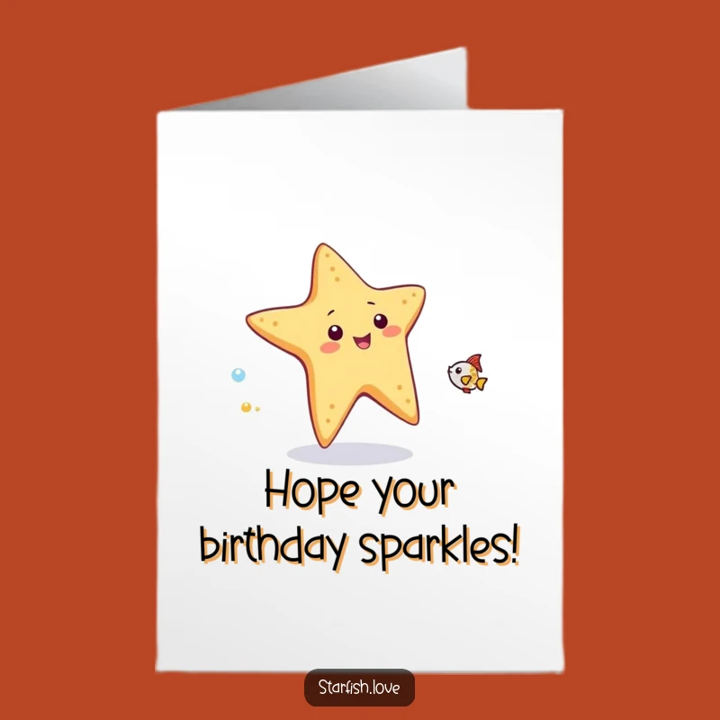 Free Printable Birthday Card: Playful Starfish Chasing Fish Funny Gift