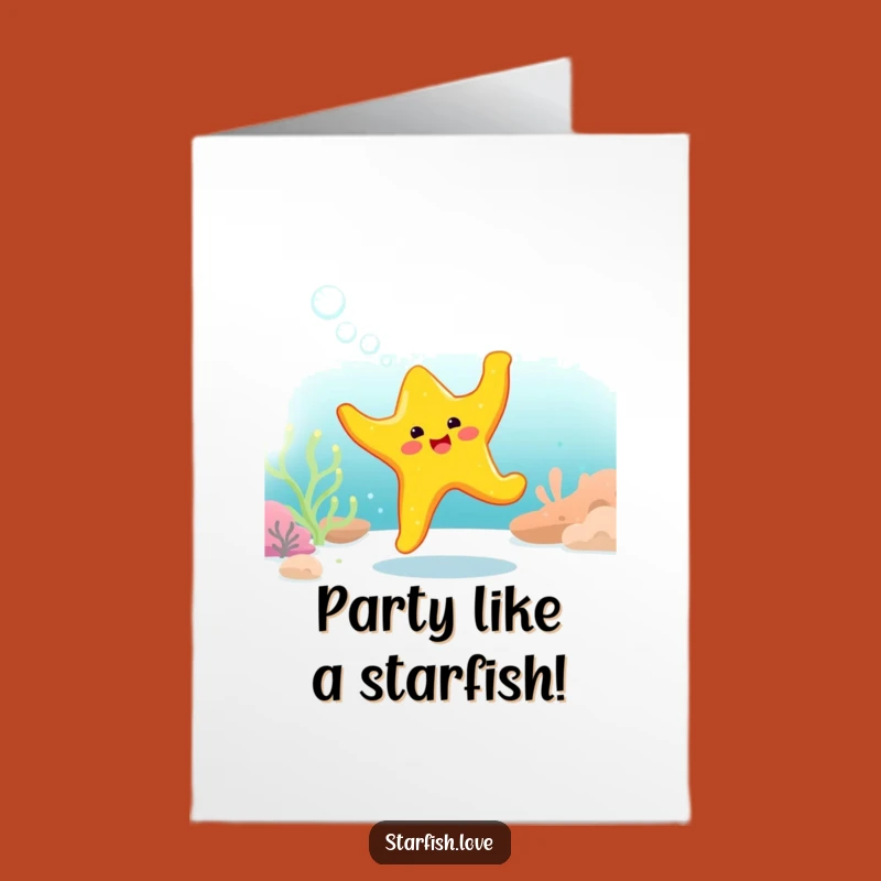 Funny Free Printable Birthday Card: Starfish Dancing Underwater for a Joyful Celebration