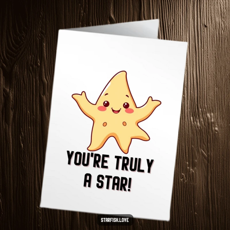 Funny Free Printable Congratulations Card: A smiling starfish character performing a dynamic dance with flowing, expressive arm movements.