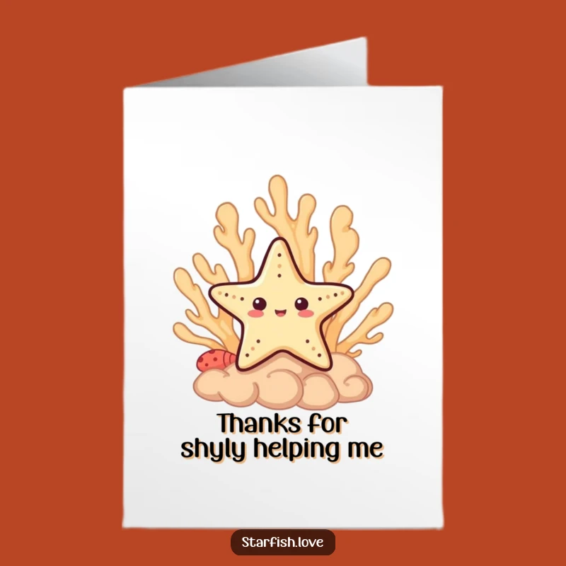 Funny Free Printable Thank You Card: Shy Starfish Peeking to Say Thanks