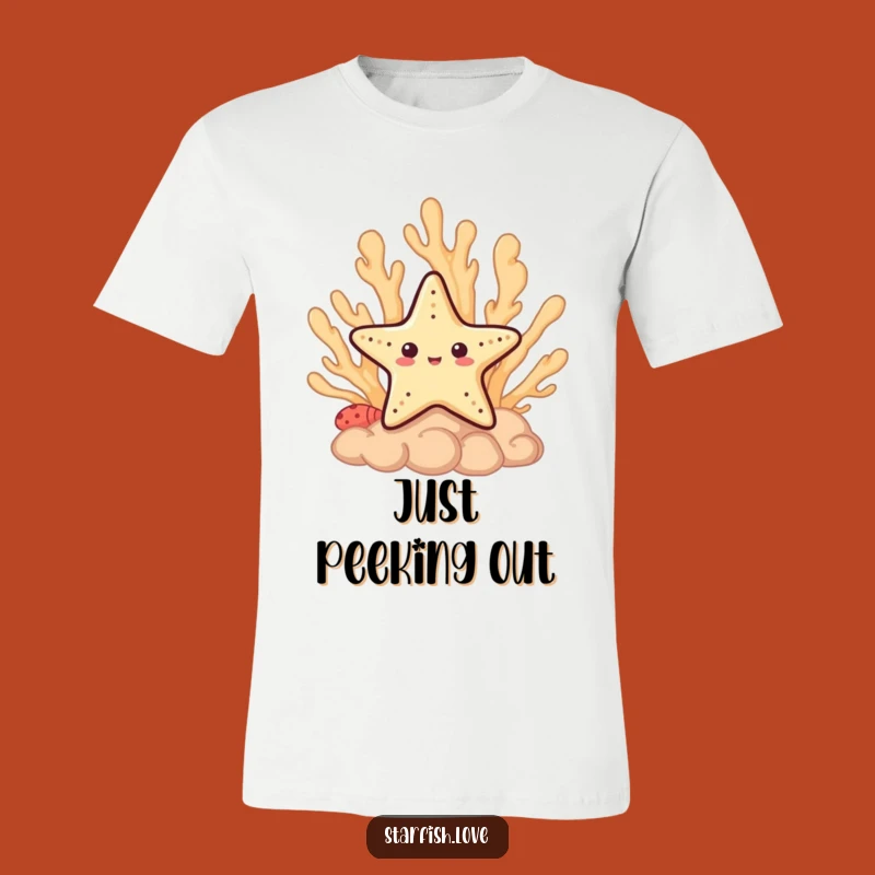 Funny Shy Starfish T-Shirt: Peek-a-Boo Ocean Fun, Coral Tee, Great Funny Gift